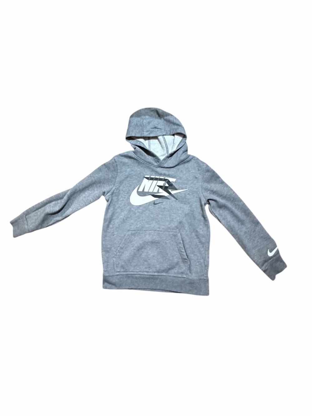 Nike Boys Grey Pullover Hoodie | Size 7 (6-7 Years) - Excellent Condition